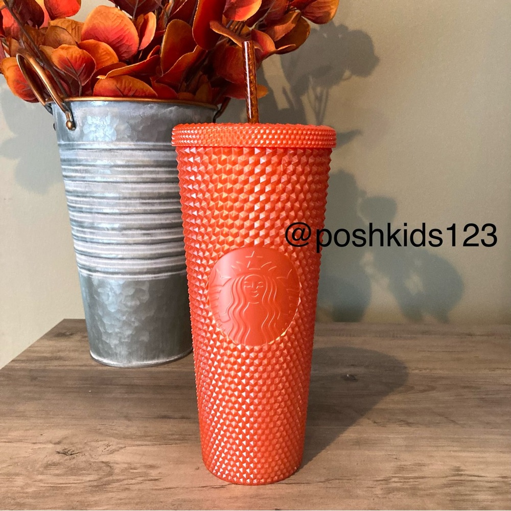 STARBUCKS Orange Studded Bling Tumbler Cold Cup